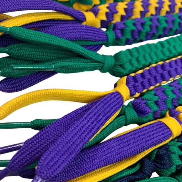 20 New Handmade Boondoggle Woven Stretchy Navy Blue Green Shoelace Keychains - Picture 3 of 3